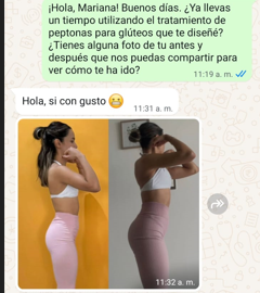 Comparativa de antes y después enviada por una clienta.