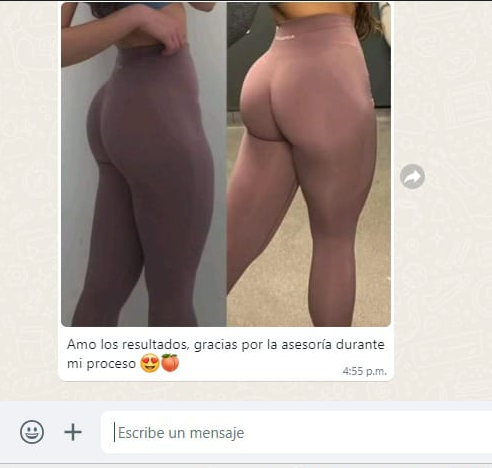 Comparativa de antes y después enviada por una clienta.